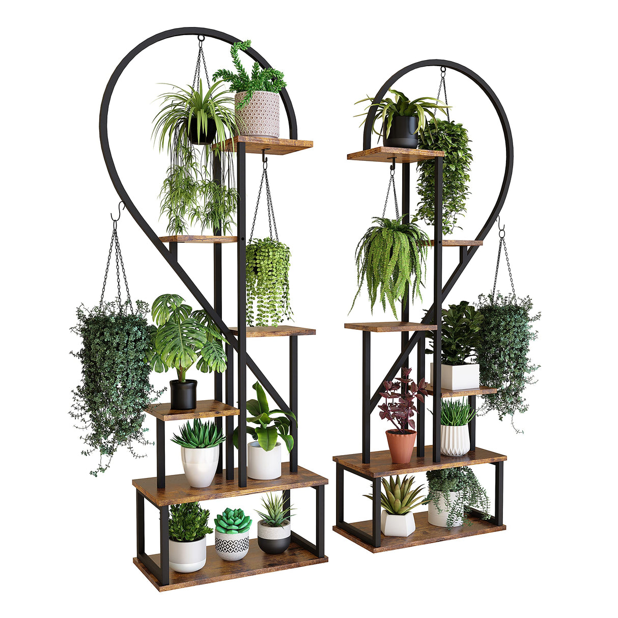 6 Tier Metal Plant Stand, Creative Half Heart Shape Ladder Plant Stands