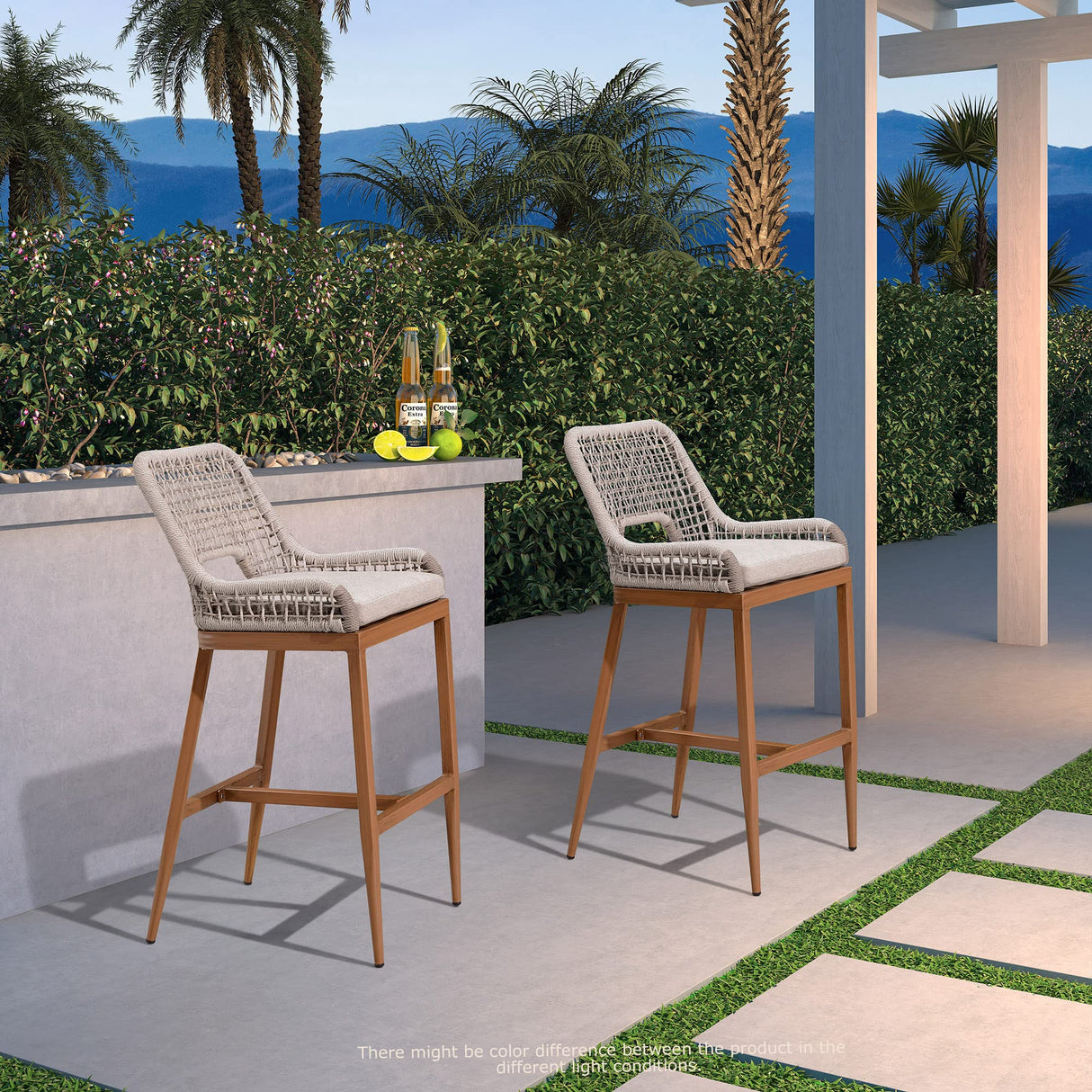 Outdoor Counter Height Bar Stool Chair Set