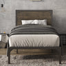 Twin Size Bed Frame with Wood Headboard