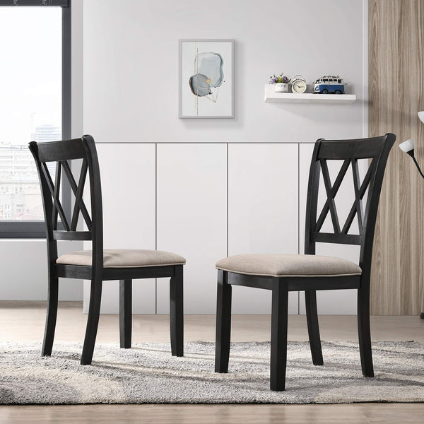 Windvale Fabric Upholstered Dining Chair, Set of 2, Black