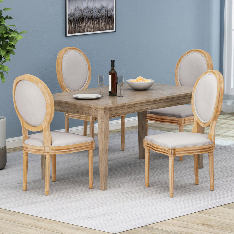 Hilary French Country Fabric Dining Chairs (Set of 4)