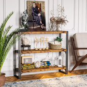Wood Storage Shelf with Metal Frame