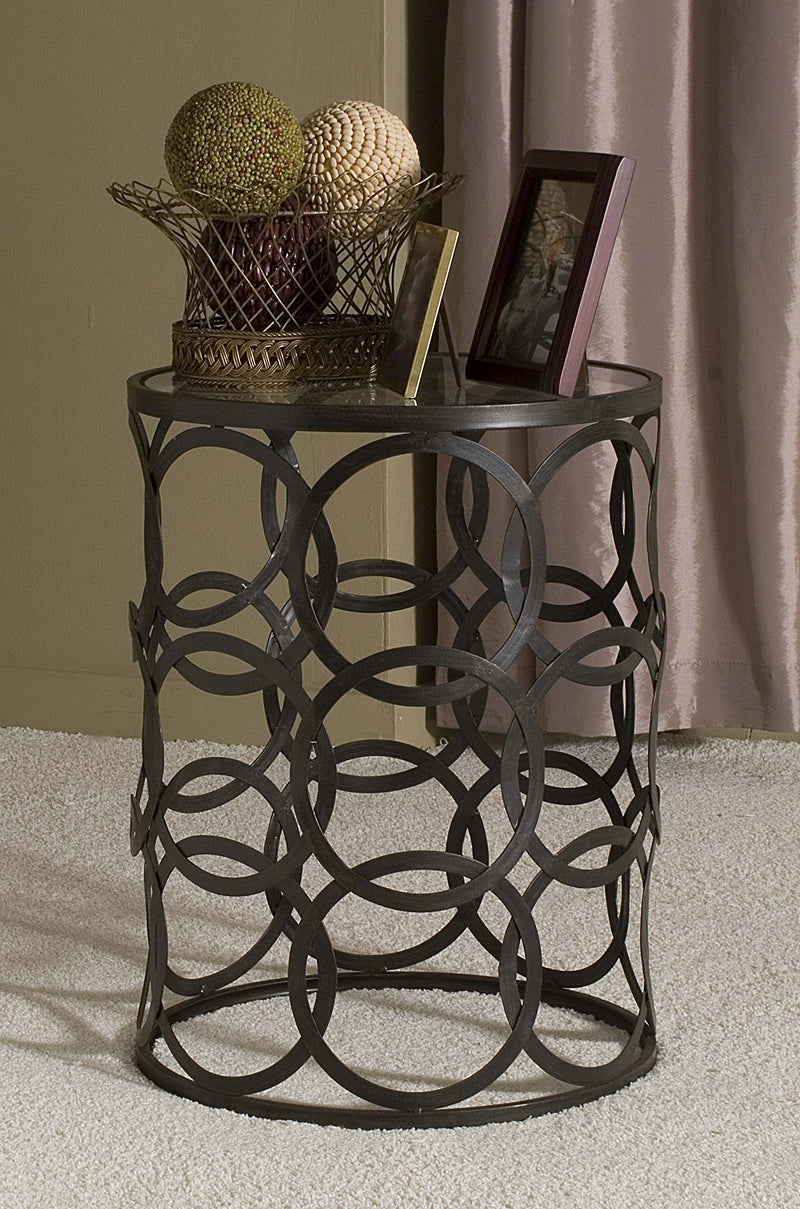 Interlocking Circles Side Accent Table, 22"H x 16.75"W x 16.75"D, Oil Rubbed Bronze