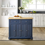 Madison Kitchen Island with Butcher Block Top, Navy