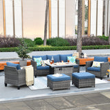 Back Outdoor Wicker Rattan Patio Sofa Sectional Set