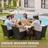 Dining 7 PCS Furniture, Patio Conversation Set with Acacia Wood Table Top