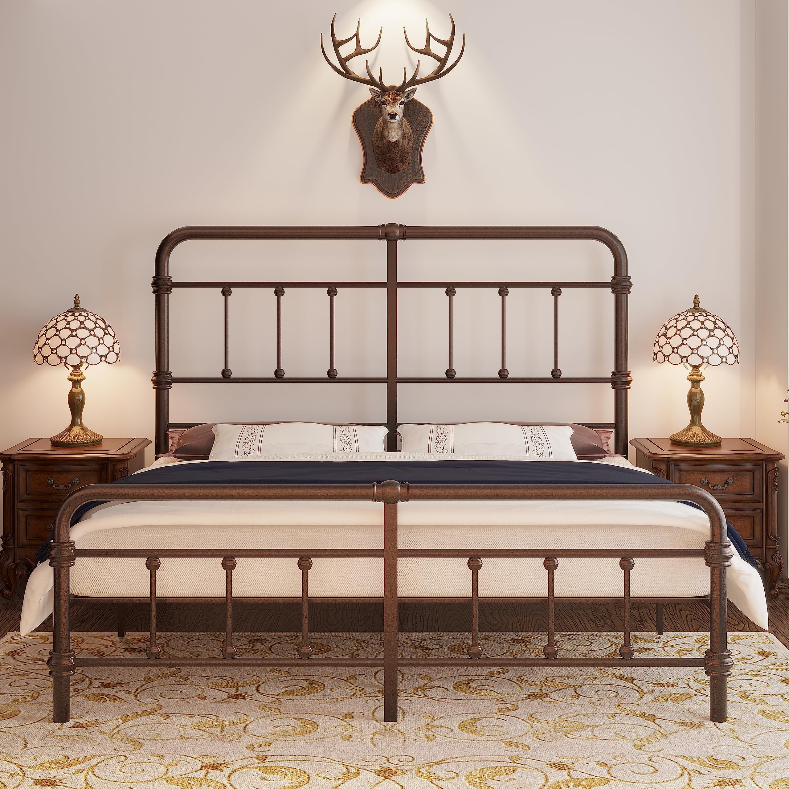King-Size-Bed-Frame and headboard Giselle-Vintage Antique-Metal