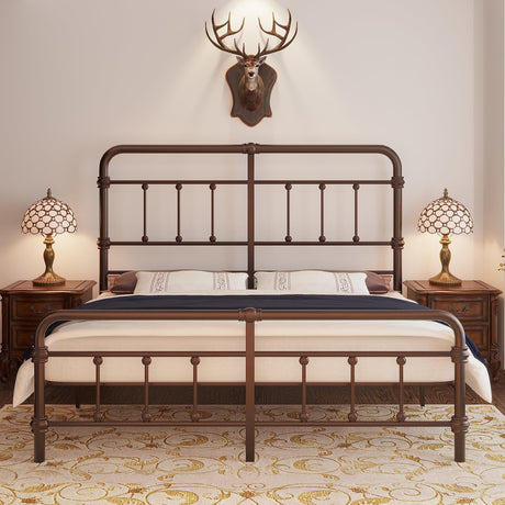 King-Size-Bed-Frame and headboard Giselle-Vintage Antique-Metal