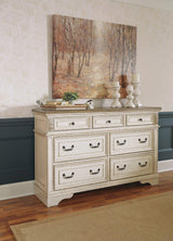 Realyn French Country 7 Drawer Two Tone Dresser, Chipped White