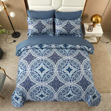 Blue Boho Queen Comforter Set 7 Pieces, Bohemian Bed in a Bag Queen