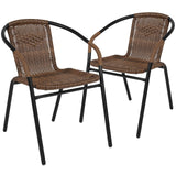 2 Pack Medium Brown Rattan Indoor-Outdoor Restaurant