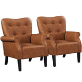 Modern Armchair, Mid Century PU Leather Accent Chair with Sturdy Wood Legs