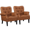 Modern Armchair, Mid Century PU Leather Accent Chair with Sturdy Wood Legs