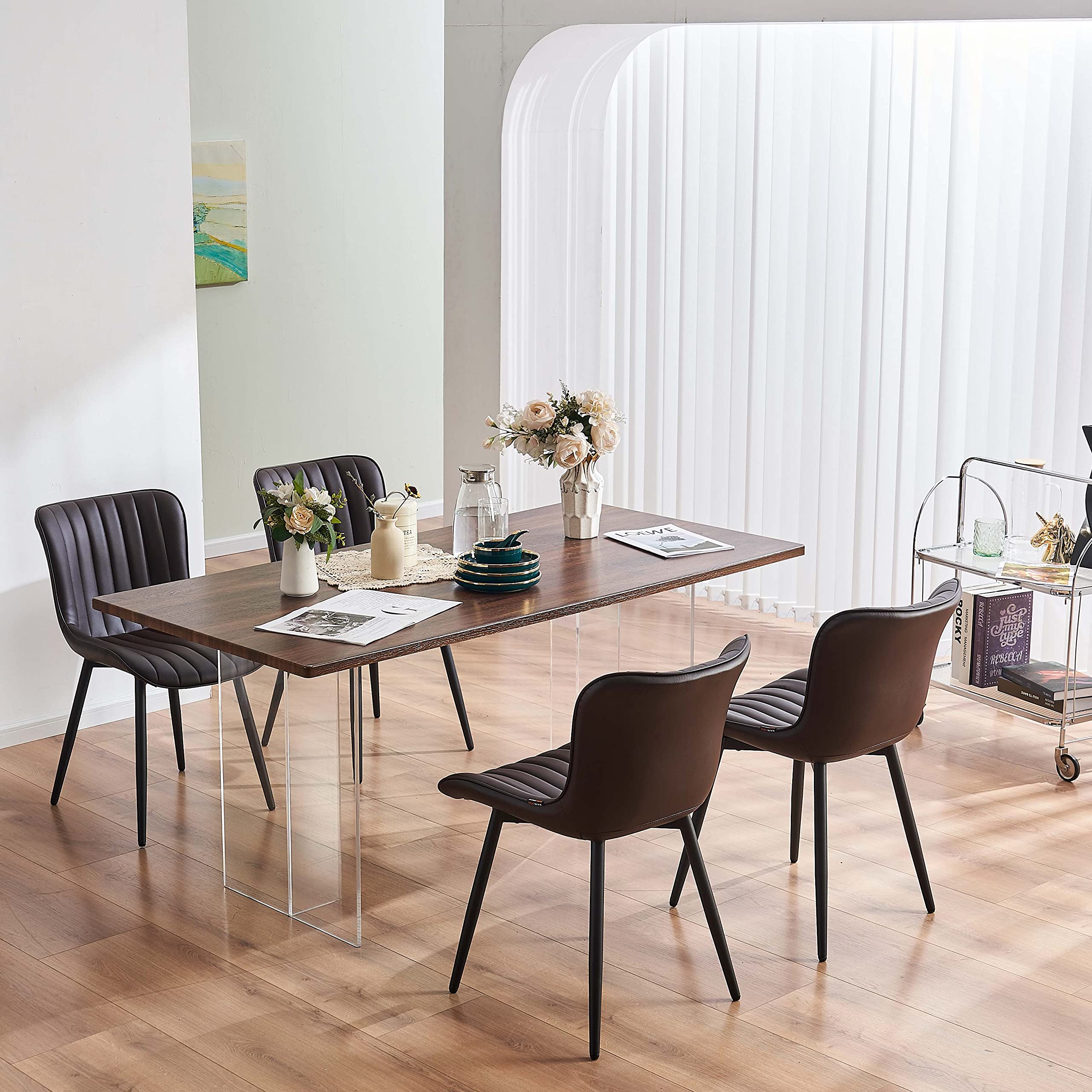 Dining Chairs Set of 2 Faux Leather Upholstered Kitchen Dining Room Chair