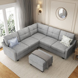 Convertible Sectional Sofa, L Shaped Couch with Storage Ottoman