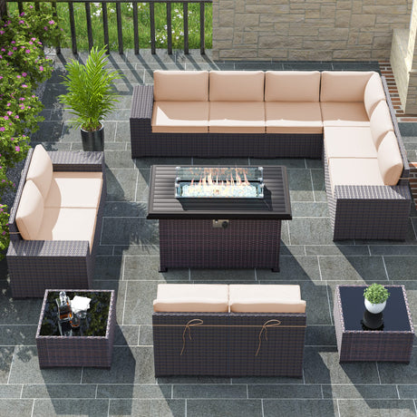 Outdoor Patio Furniture Set with Propane Fire Pit Table