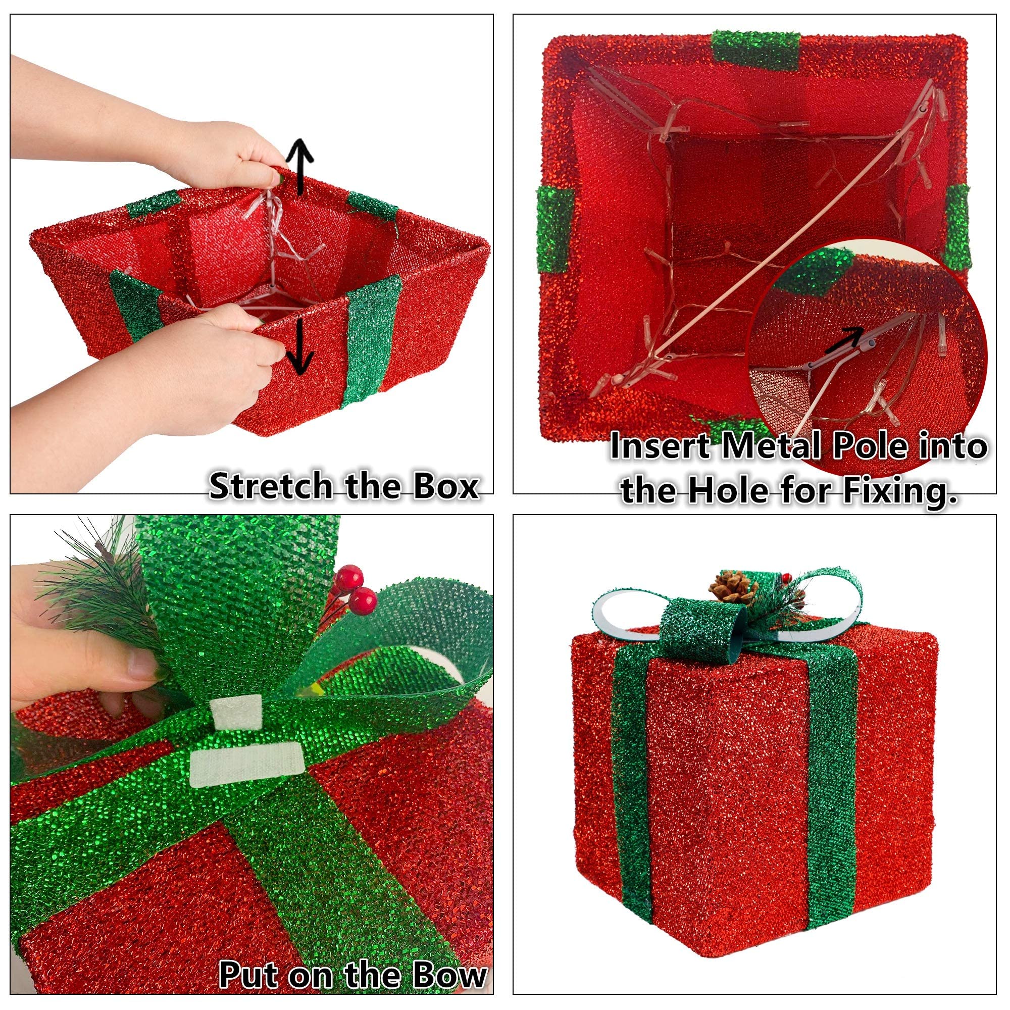Set of 3 Christmas Lighted Pop Up Gift Boxes Decorations