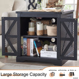 Farmhouse End Table, 24" Large Sofa Side Table with Charging Station