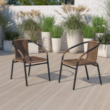 2 Pack Medium Brown Rattan Indoor-Outdoor Restaurant