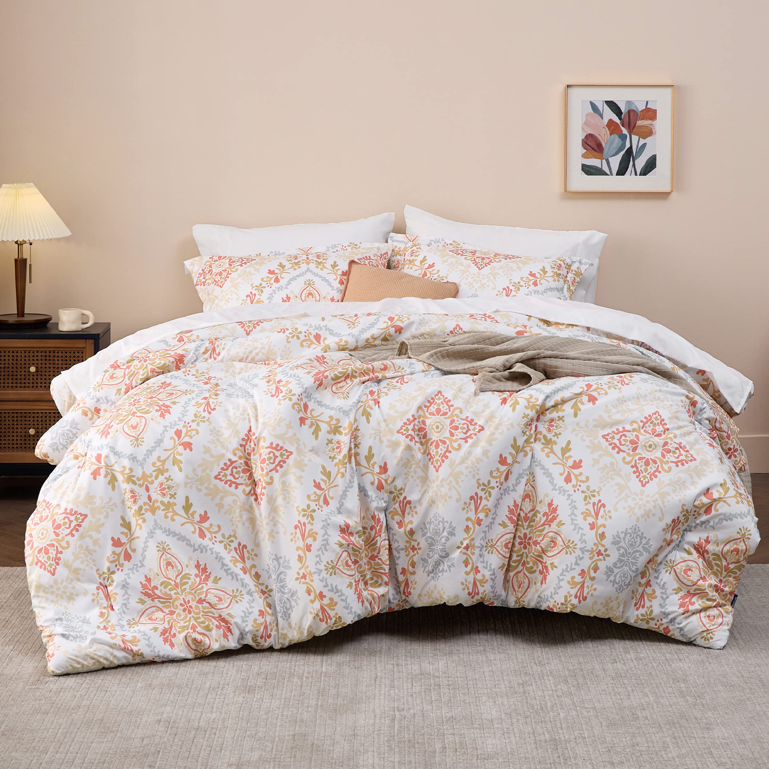 Boho Comforter Set Queen - 7 Pieces Bedding Sets Queen Bed in a Bag
