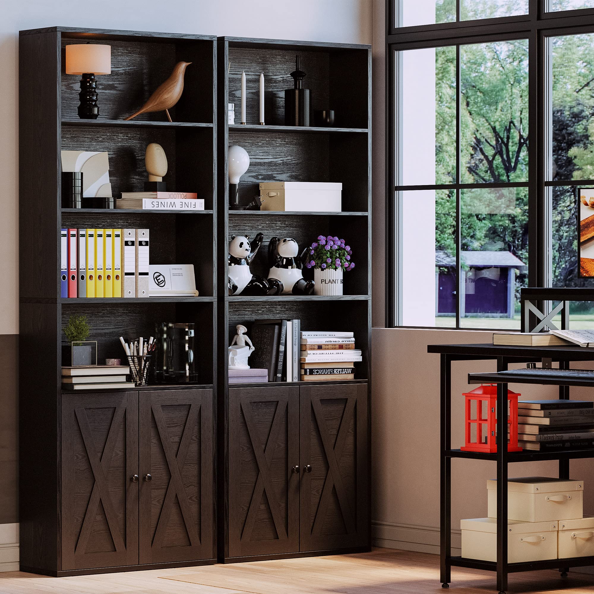 Industrial Bookshelves and Bookcases with Doors Floor
