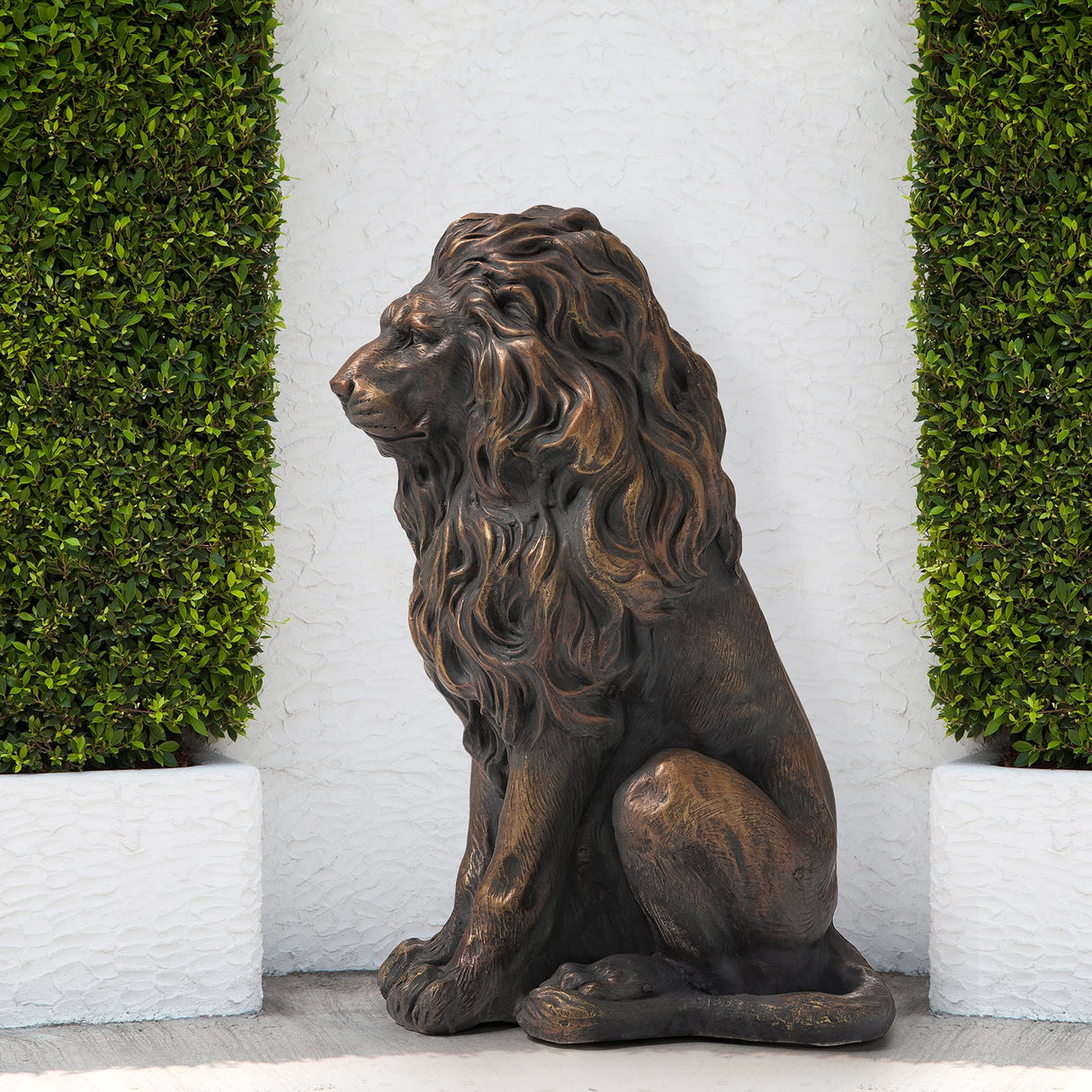 Magnesium Oxide, Fibre Glass GH20387 Guardian Standing Lion Outdoor Statue