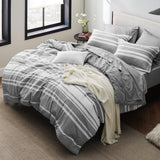 Grey White Striped Comforter for Queen Size Bed