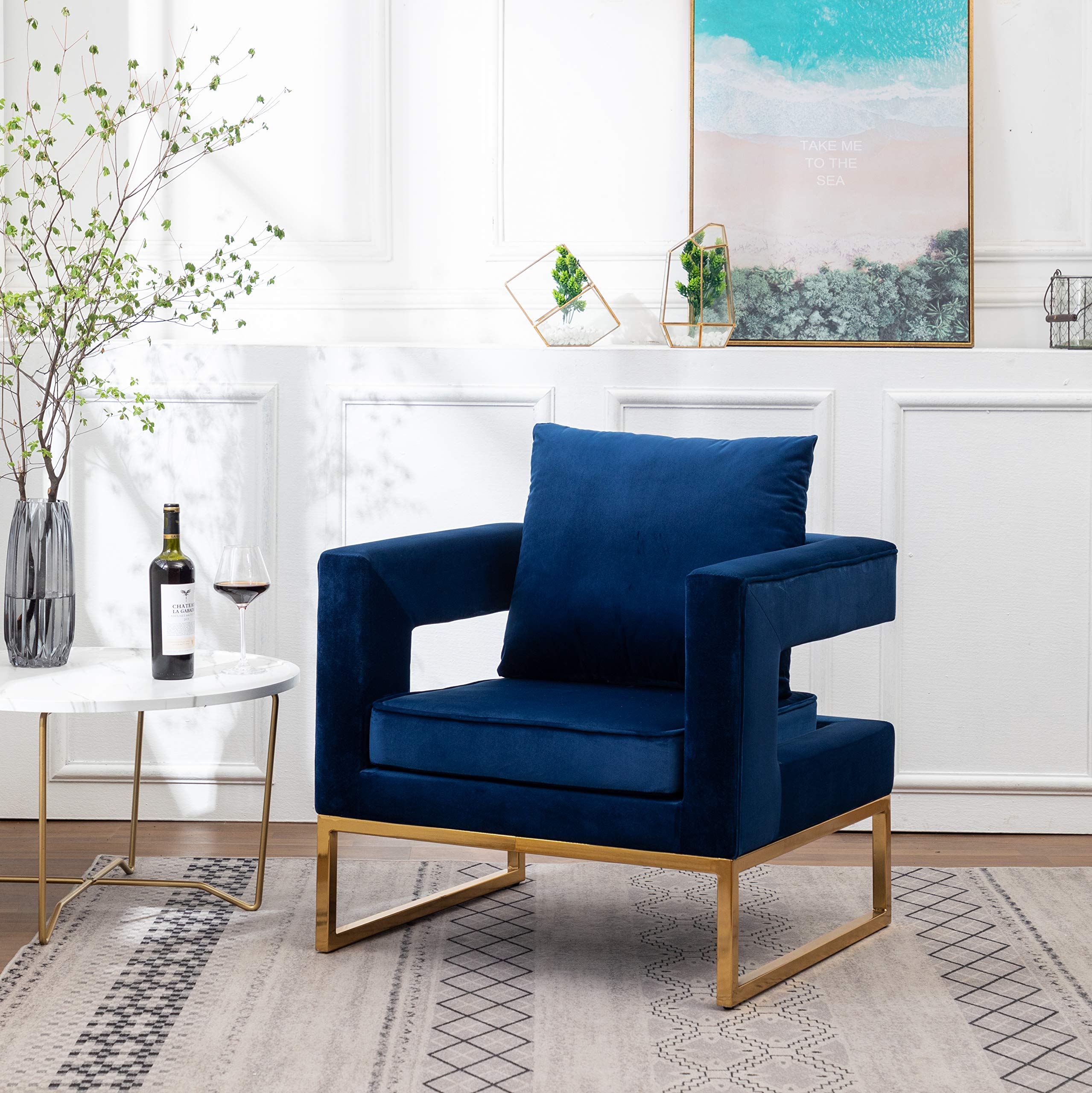 Lenola Upholstered Accent Arm Chair, Blue 29.75D x 27.5W x 34.5H Inch