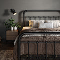 Full Size Metal Platform Bed Frame with Victorian Style Wrought Iron-Art Headboard