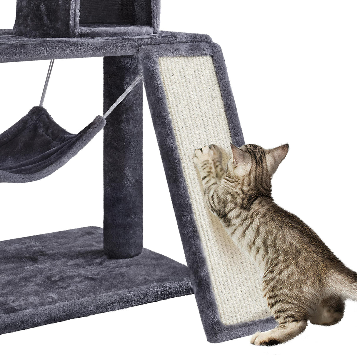 Multi-Level Cat Tree Tower Condo with Scratching Posts, Platform & Hammock