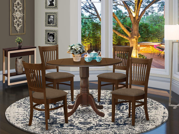 Dublin 5 Piece Set Includes a Round Dining Room Table with Dropleaf
