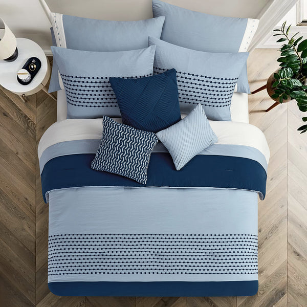 Radison 12 Piece Pre-Washed Soft Bedding Comforter Set, Blue, Queen