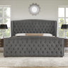 Platform Bed Frame, Velvet Upholstered Bed with Deep Button Tufted Headboard