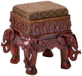 Maharajah Elephants Indian Decor Upholstered Footstool