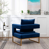 Lenola Upholstered Accent Arm Chair, Blue 29.75D x 27.5W x 34.5H Inch