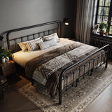 King Size Metal Platform Bed Frame with Victorian Style