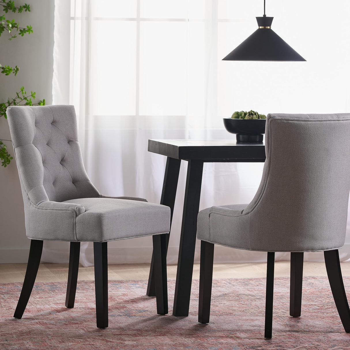 Knight Home Hayden Fabric Dining Chairs, 2-Pcs Set,Polyester, Light Grey