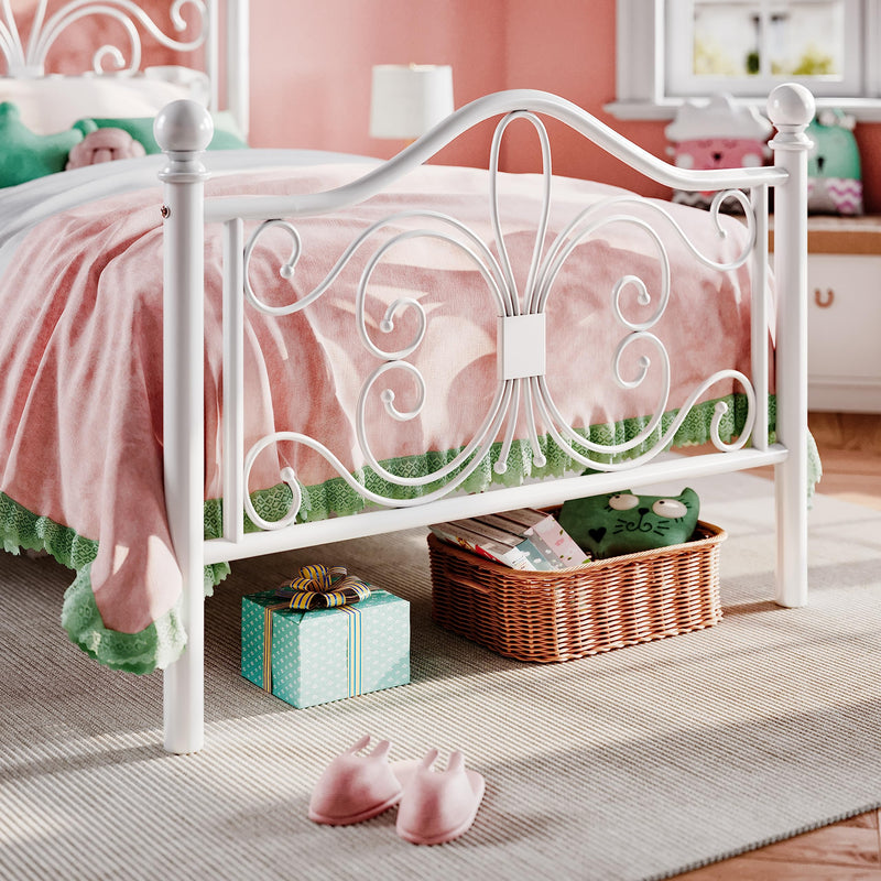 Twin Size Bed Frame for Kids,Metal Bed Frame with Butterfly Pattern Design Headboard