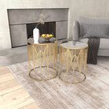 End Tables Set of 2, Gold Nesting Side Coffee