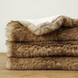 Luxury Camel Faux Fur Throw Blanket, Soft Cozy Warm Mink Fur Blanket for Bed