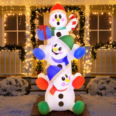 6 FT Christmas Inflatable Stacked Snowman with Build-in LED