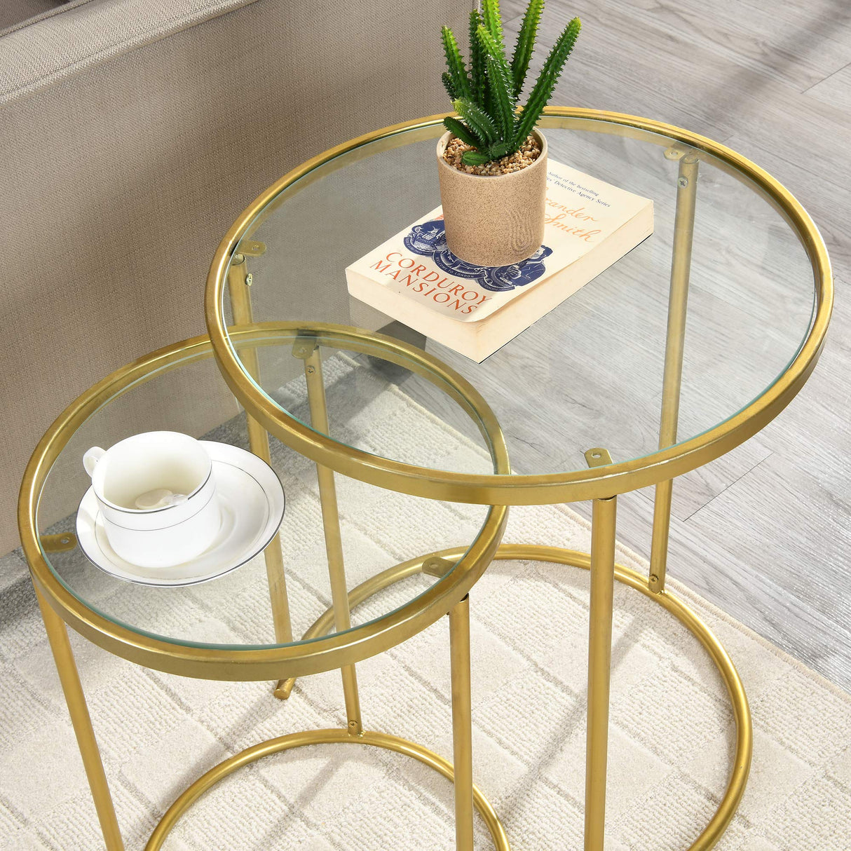 Stark Gold Nesting End Table 2-Piece Set, American Crafted