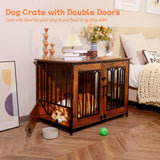 Dog Crate Furniture, 39.37" Double Doors Wooden Dog Kennel End Table, Indoor Dog House