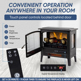 Electric Fireplace Stove Heater in Black Provides Supplemental Zone Heat