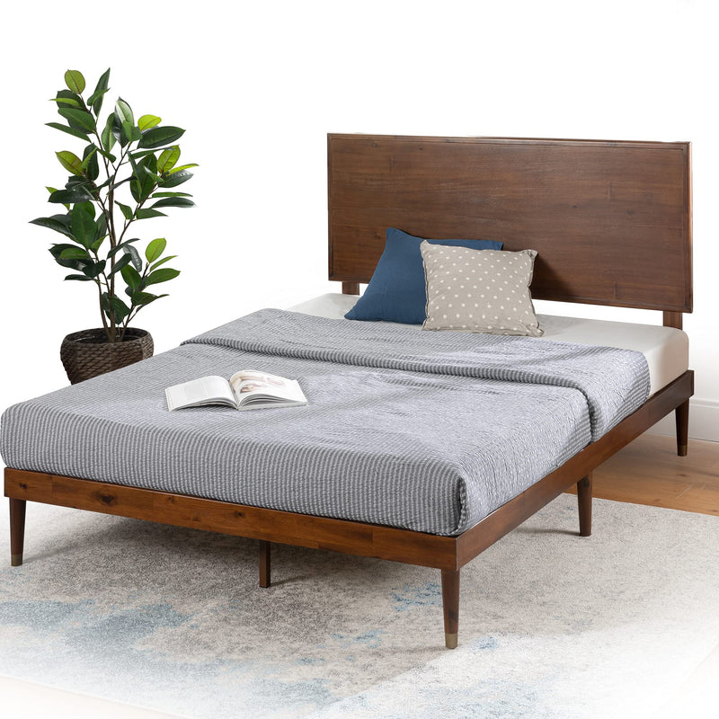 Raymond Wood Platform Bed Frame with Adjustable Wood Headboard / Solid Wood Foundation
