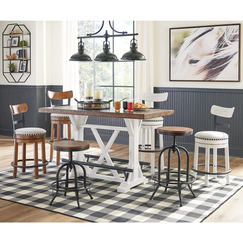Valebeck Rustic Farmhouse 36" Counter Height Dining Table, Brown & White