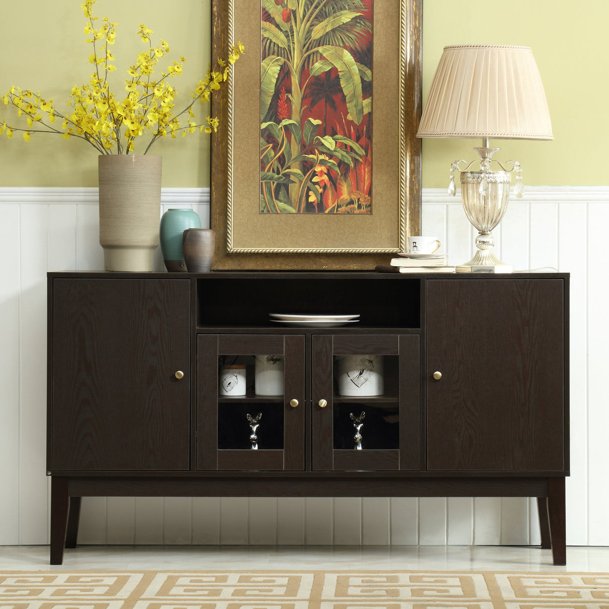 60" Modern Solid Wood Sideboard Buffet Table