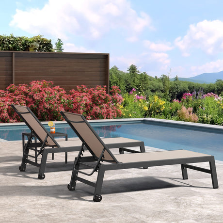 Patio Chaise Lounge Set 4 Pieces Aluminum Outdoor Lounge Chairs