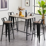 30" Metal Barstools Set of 4 Bar Height Bar Stools with Wooden Top