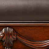 North Shore Ornate Faux Leather Upholstered Bedroom Bench, Dark Brown